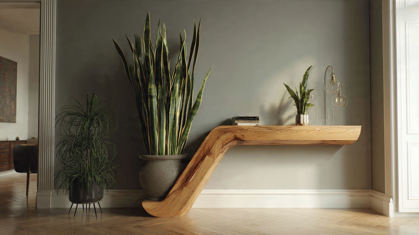 Wondering How to Style a Modern Console with an Architectural Snake Plant?