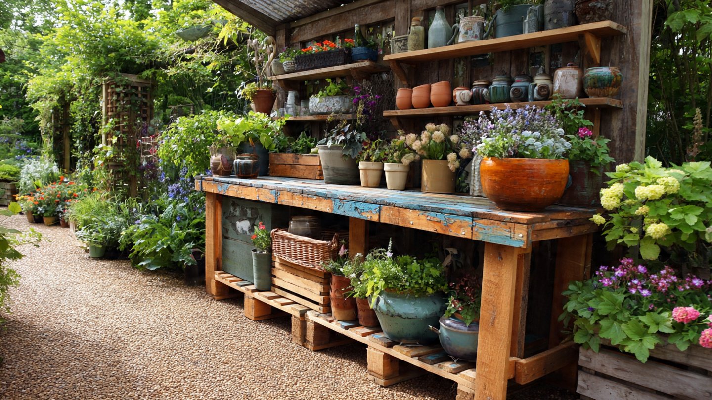 How Can You Transform Old Wooden Pallets into a Stunning Designer Potting Bench?