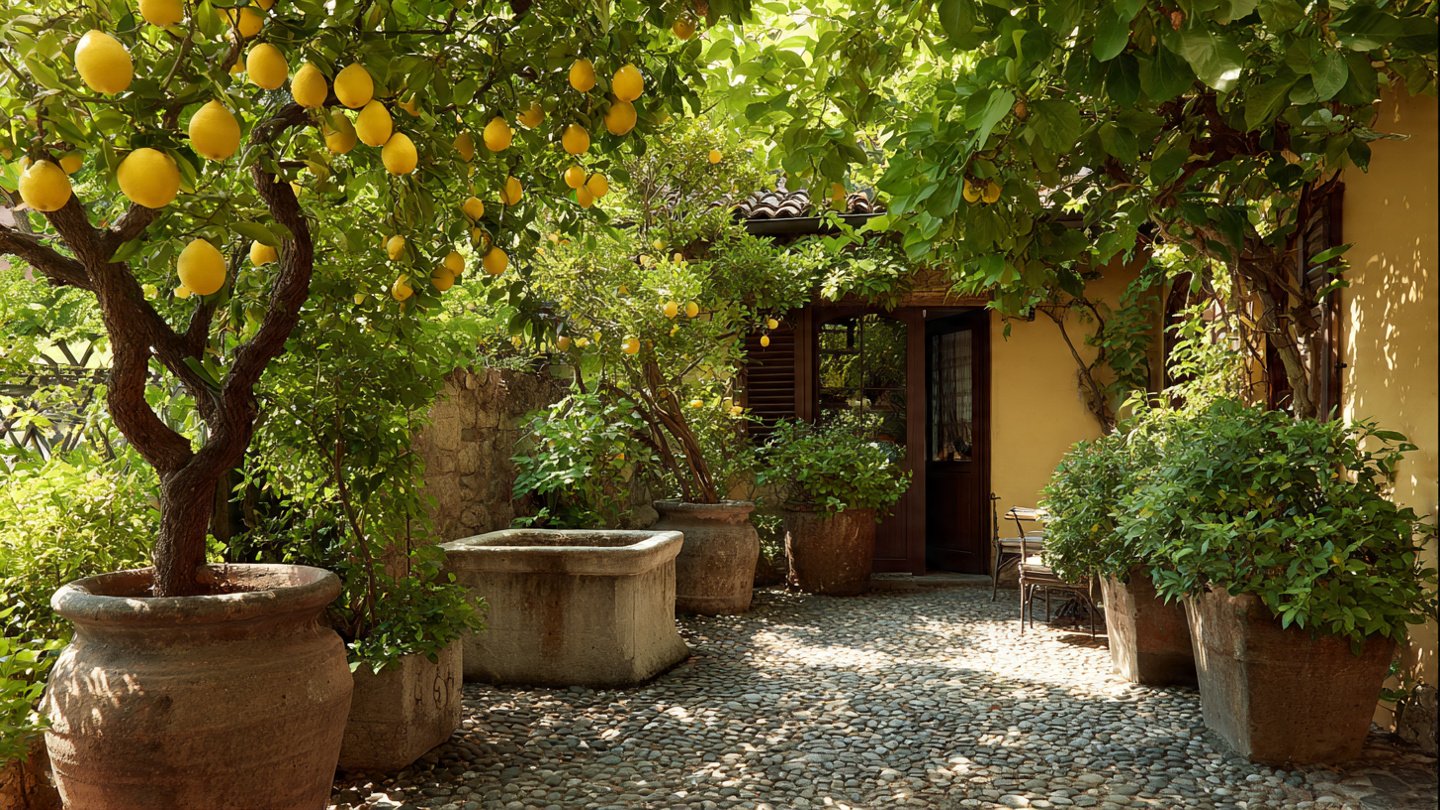 How Can You Craft a Tuscan Oasis with Lemon Trees and Stone Pots?